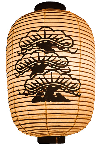 A Japanese Paper Lantern on white background.