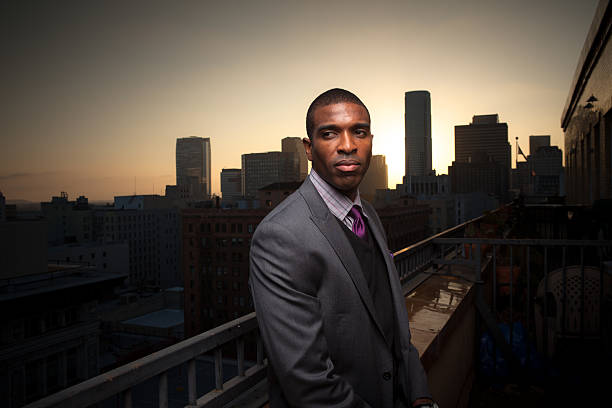 istock Young Businessman Posing on Downtown Balcony 539270941