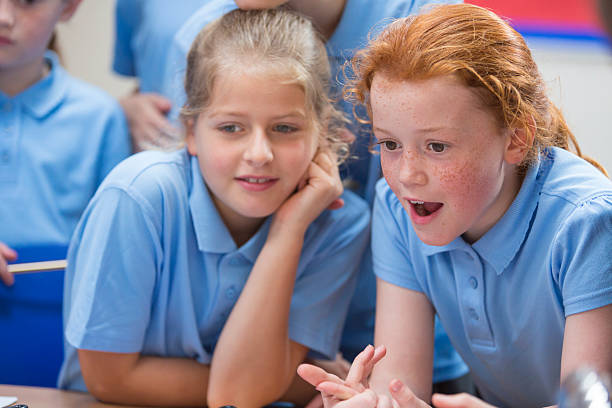 istock Amazed School Girls in Science Class 539271115