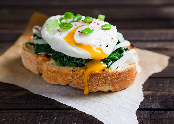 delicious fresh benedict eggs stock photo