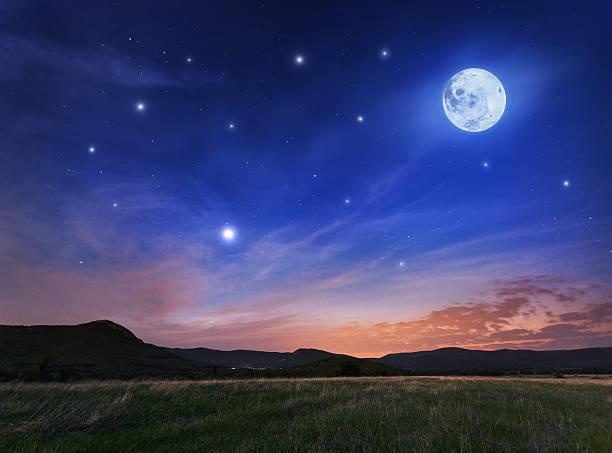 istock Beautiful night sky with the full moon and stars 539294927