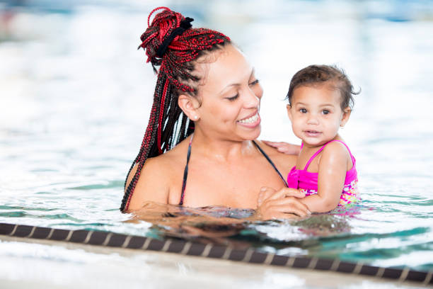istock Mother and daughter in swimming pool 539295345