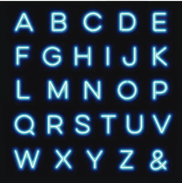 Vector illustration of Vector neon alphabet letters
