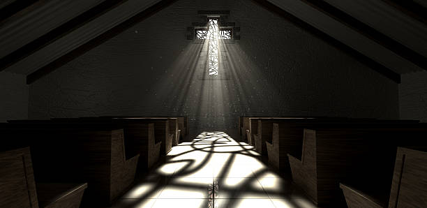 istock Stained Glass Window Crucifix Church 539306201