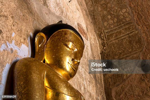 Golden Buddha And Frescoes Inside A Temple Stock Photo - Download Image Now - 2015, Budapest, Horizontal