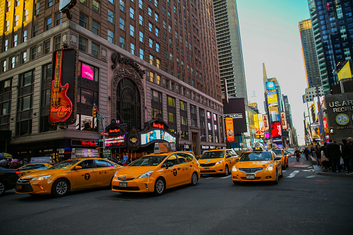 Times Square, New York City, New York State, Night, Taxi