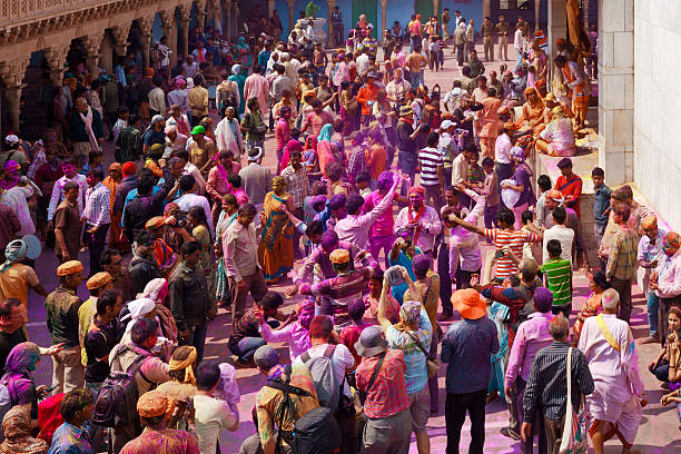 istock Indian people celebrating Holi in the temple 539307603