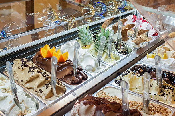 Ice cream in shop stock photo