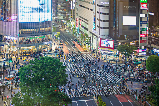 People crossing at Shibuya, Tokyo, Japan.