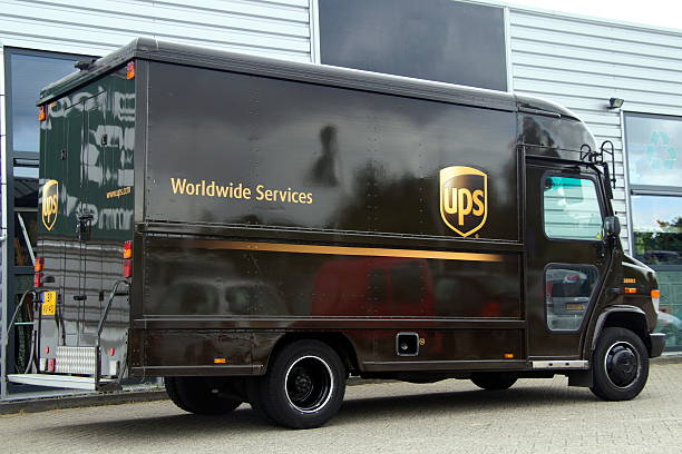 UPS Postal Delivery Truck - Mercedes stock photo