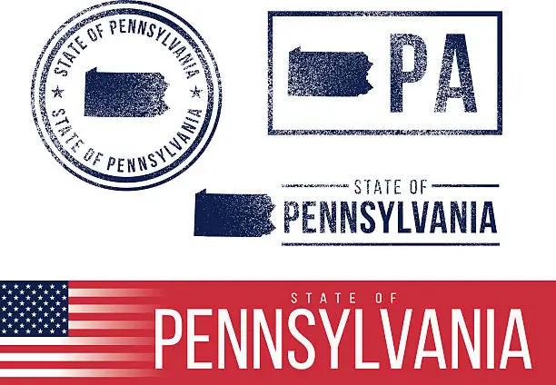 Vector illustration of USA rubber stamps - State of Pennsylvania