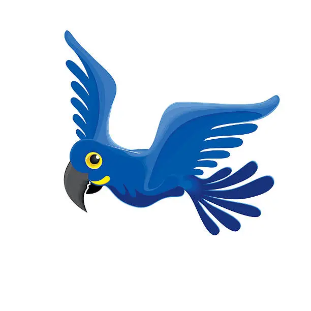 Vector illustration of Rare Hyacinth Macaw parrot.