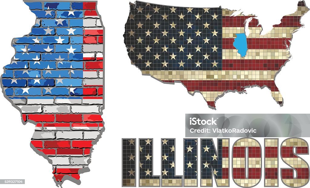 USA state of Illinois on a brick wall USA state of Idaho on a brick wall - Illustration, American Culture stock vector