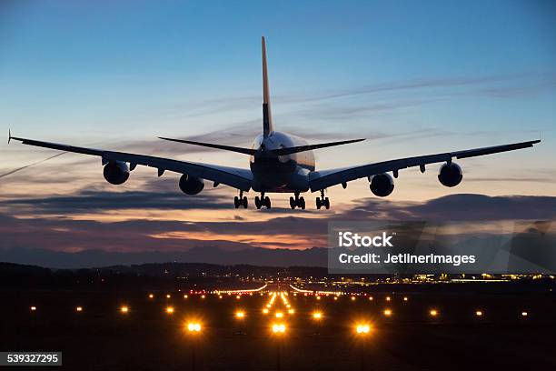 Landing Airplane Stock Photo - Download Image Now - Airplane, Landing - Touching Down, Airport