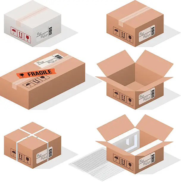 Vector illustration of cardboard boxes