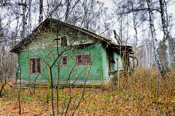 istock Abandoned house in the autumn forest. 539330208