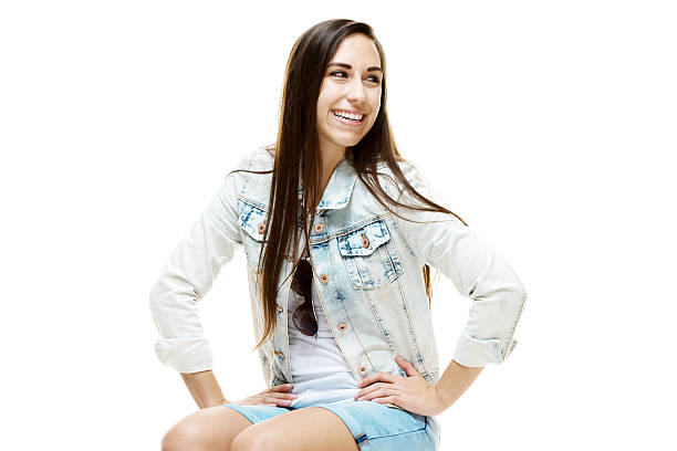 Successful girl gives thumb up with two hands