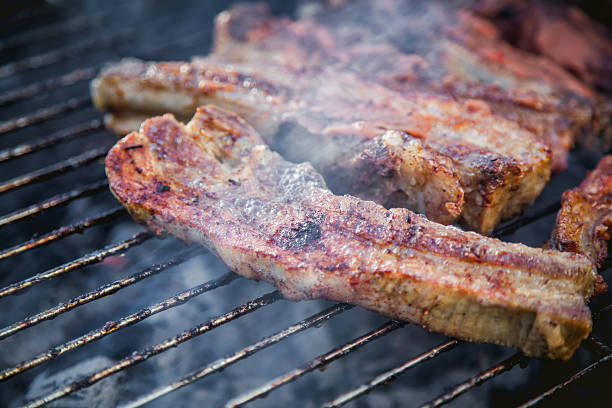 istock Meat grill, barbecue menu, pork ribs 539332140