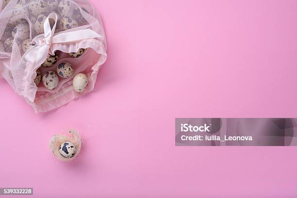 Quail Eggs In Pink Bag Stock Photo - Download Image Now - Affectionate, Animal, Animal Egg