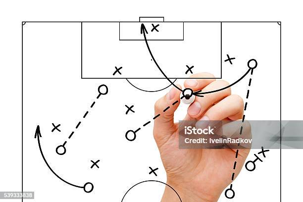 Football Coach Game Strategy Stock Photo - Download Image Now - Strategy, White Background, Soccer