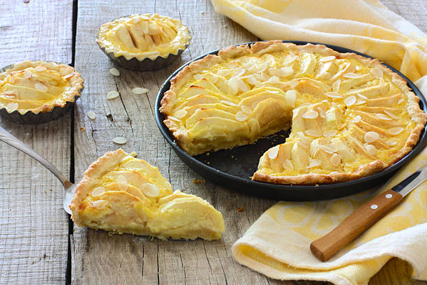istock Apple cake with cream and almond 539333930