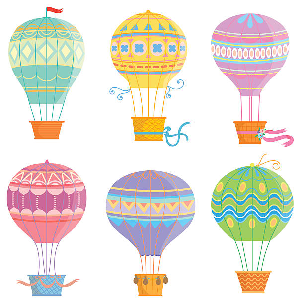 illustrations, cliparts, dessins animés et icônes de coloré de montgolfière - balloon moving up child flying