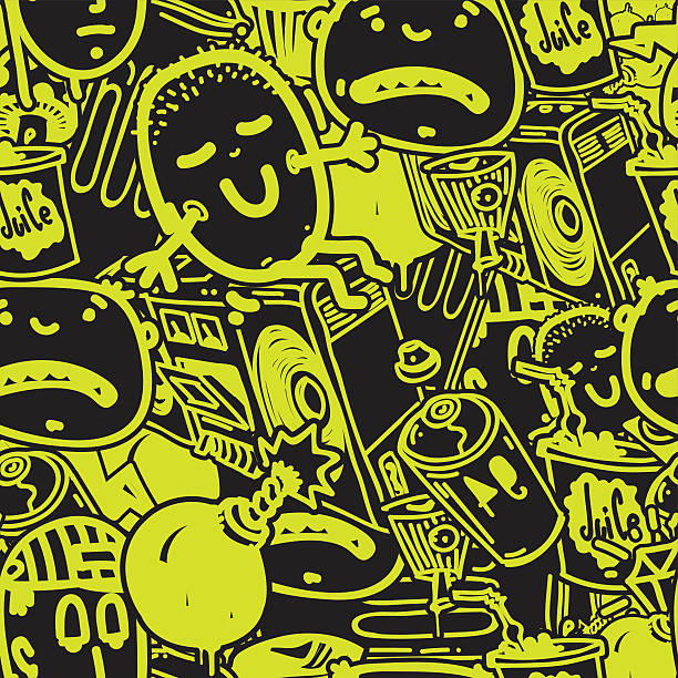 бесшовный фон граффити - pattern music backgrounds city stock illustrations