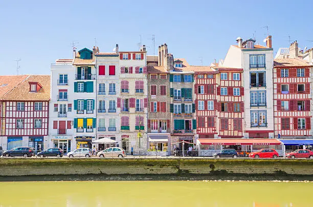 Photo of Old Houses along Nive River, Bayonne (France)