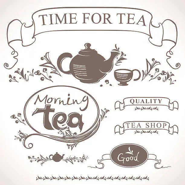 Vector illustration of Vector templates for a tea shop.