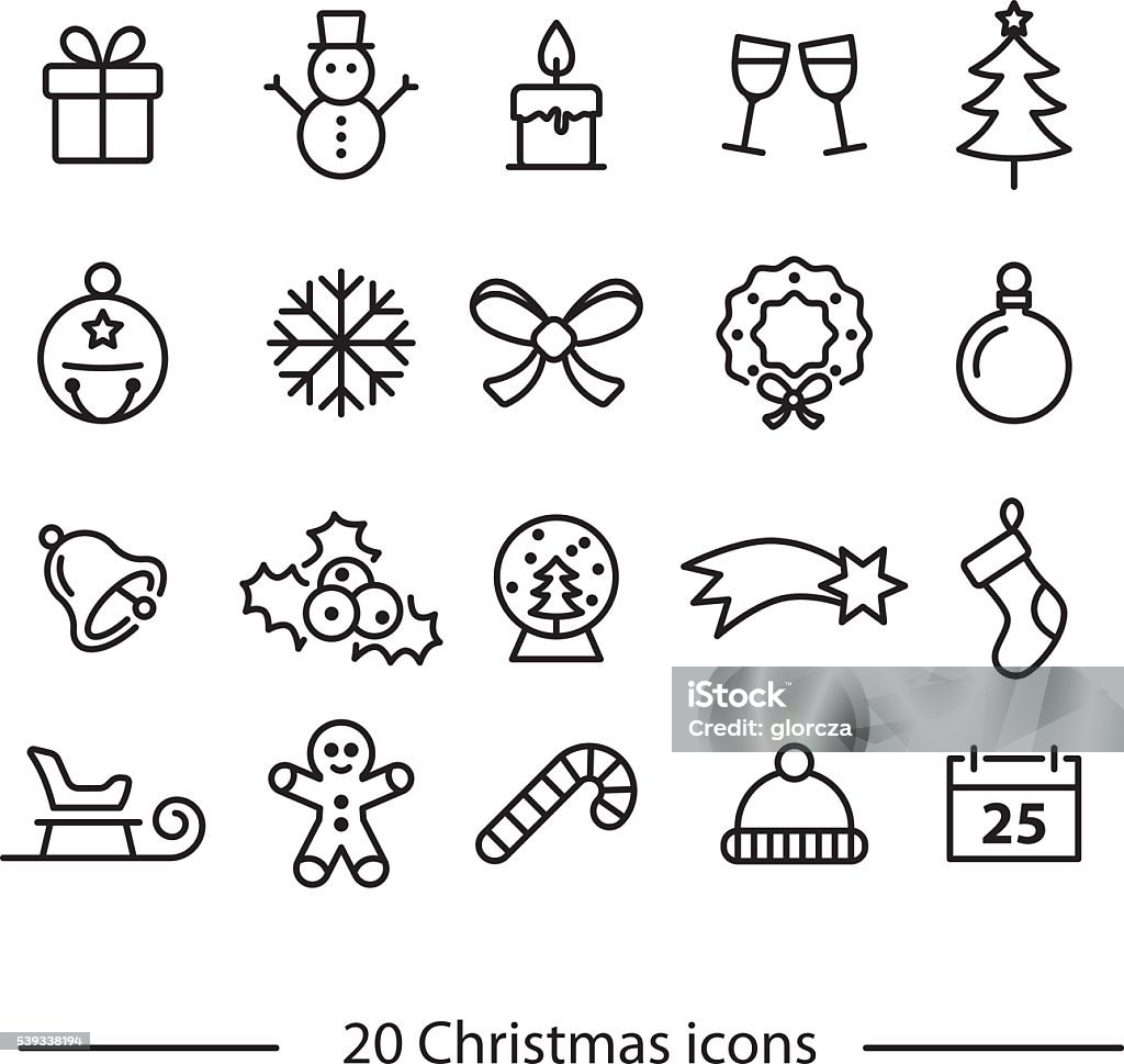 set of christmas line icons Bobble Hat stock vector