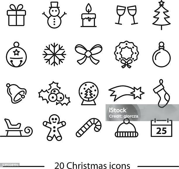 Set Of Christmas Line Icons Stock Illustration - Download Image Now - Bobble Hat, Candle, Celebration