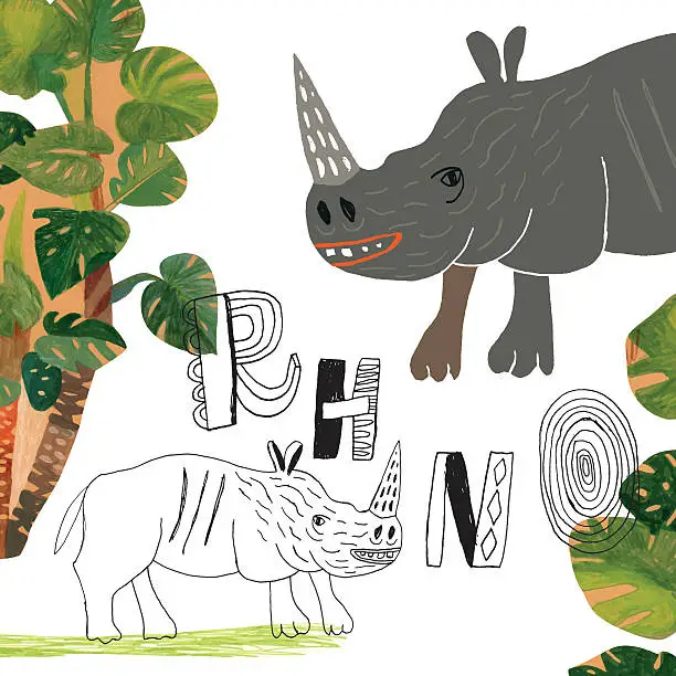 Vector illustration of Rhinoceros