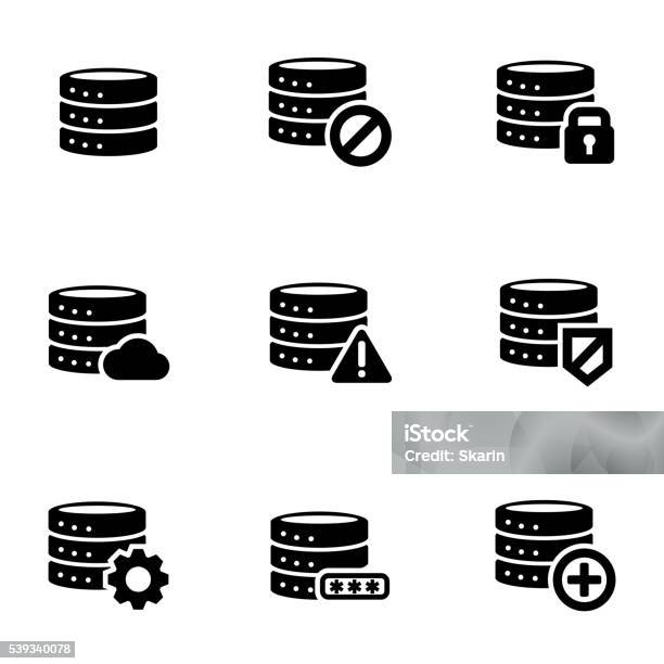 Vector Black Database Icon Set Stock Illustration - Download Image Now - Backup, Business, Business Finance and Industry