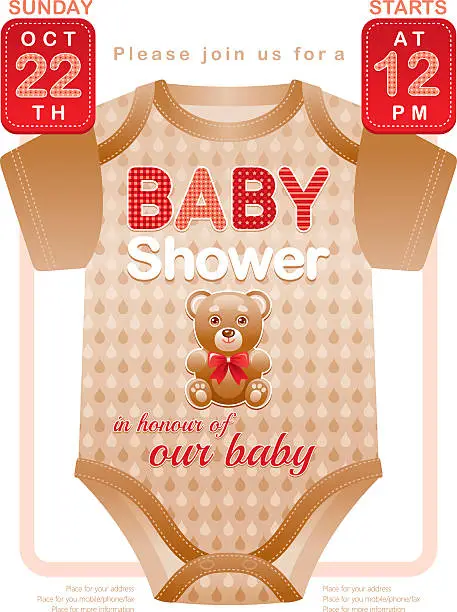 Vector illustration of Baby shower unisex invitation design