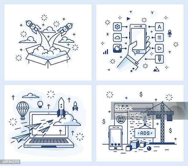 Small Illustration Of A Modern Linear Style Stock Illustration - Download Image Now - Icon Symbol, Mobile App, Development