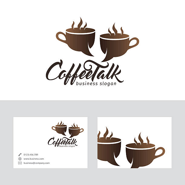 coffee-talk vektor-logo mit visitenkartenvorlage - medium group of animals stock-grafiken, -clipart, -cartoons und -symbole