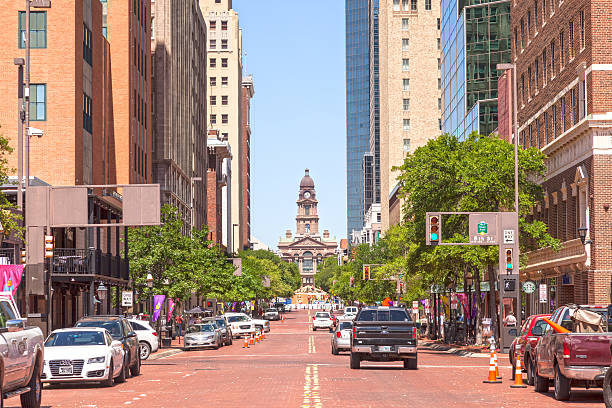 Street in Fort Worth downtown. Texas, USA stock photo