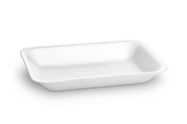 istock Empty white styrofoam food tray on white background. Clipping path 539346101