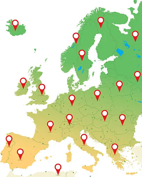 Vector illustration of Cartoon map of Europe