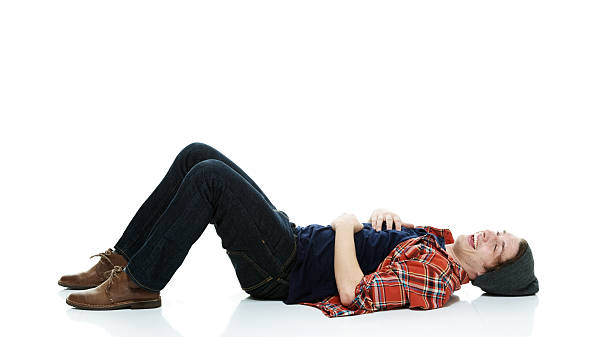 istock Cheerful hipster on the ground laughing 539351410