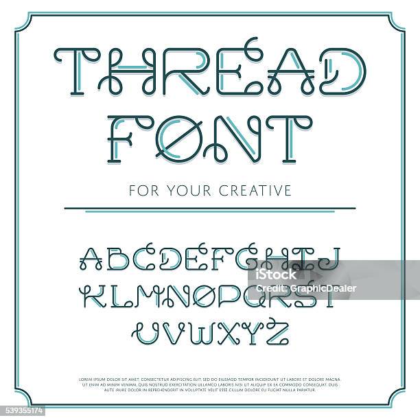 Graphic Thread Line Thread Line Font Stock Illustration - Download Image Now - Abstract ...