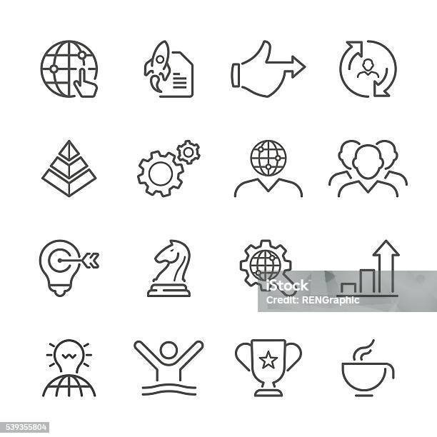 Flat Line Icons Business Series Stock Illustration - Download Image Now - Icon Symbol, Winning, Adult