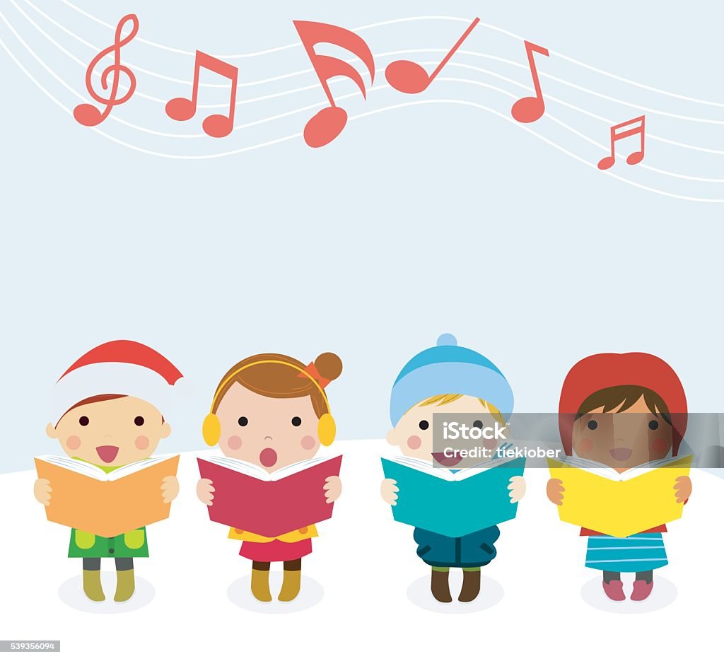 Group of kids chorus singing Christmas songs. Vector illustration Group of kids chorus singing Christmas songs.   Choir stock vector