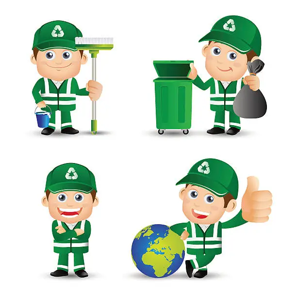 Vector illustration of People Set - Profession - Street Cleaner