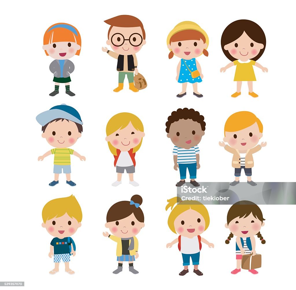 Group of kids set Group of kids set - illustration Child stock vector