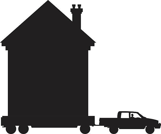 ilustrações de stock, clip art, desenhos animados e ícones de mudar de casa - moving house house action silhouette
