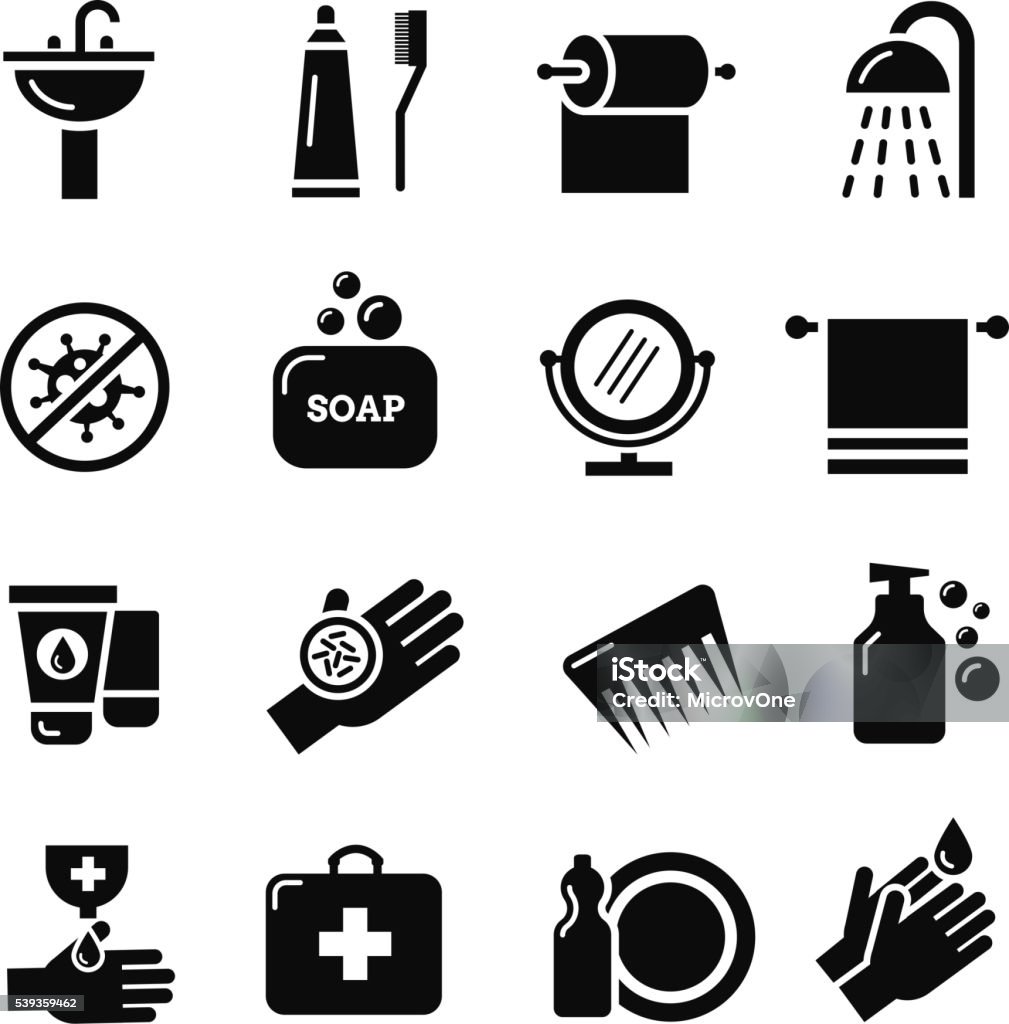 Hygiene, bacteria virus protection vector icons Hygiene, bacteria virus protection vector icons. Care and medical hygiene. Protect and hygiene icon of set illustration Hygiene stock vector