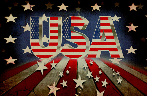 Fourth of July Background in grunge and vintage style.