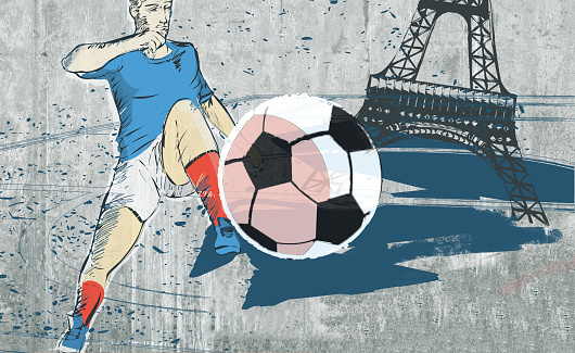 Grungy Soccer or football artwork ,great soccer event this year, free copy space