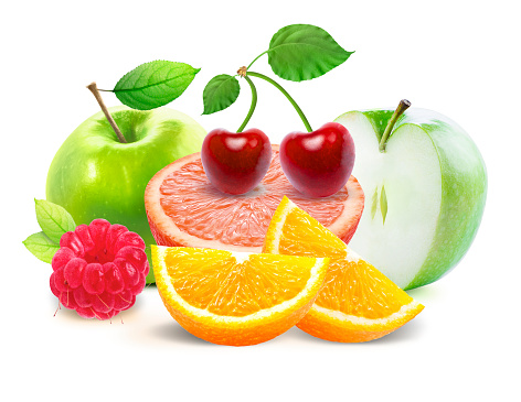 Various Fresh fruit isolated on white background